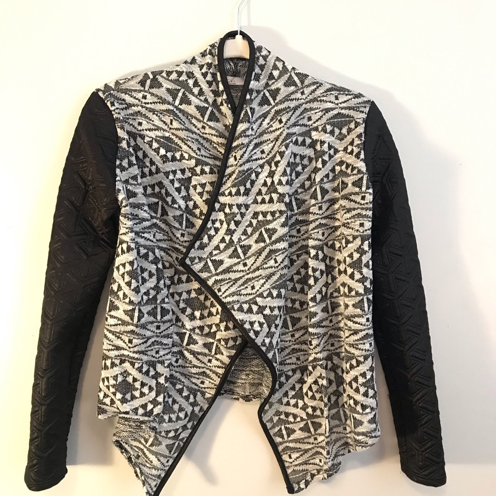 Black & White Printed Waterfall Cardigan